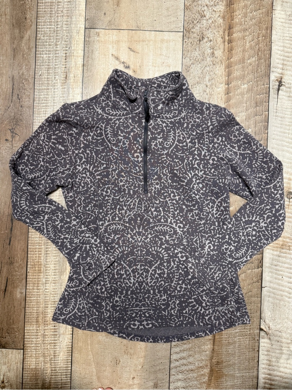 Eddie Bauer Charcoal Paisley Half-Zip Pullover